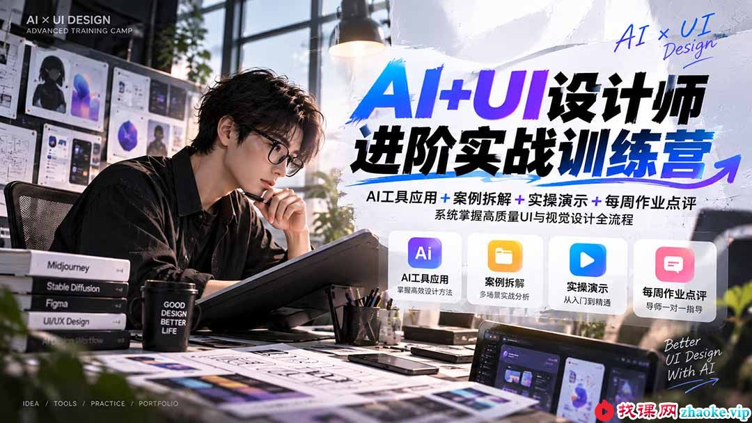 （20905期）【无水印】AI+UI设计师进阶训练营-第4期：AI工具应用+案例拆解+实操演示+作业点评，掌握高质量UI与视觉设