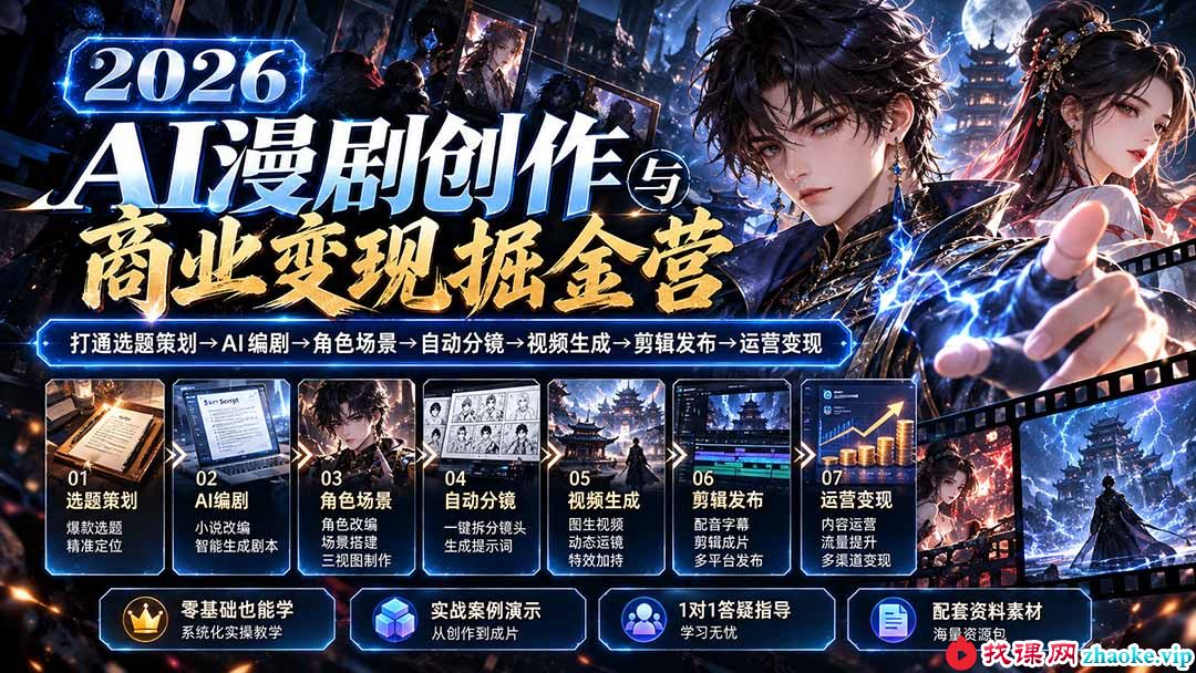 （20906期）【无水印】2026AI漫剧创作与商业变现掘金营：打通选题→AI编剧→角色场景→自动分镜→视频生成→剪辑发布→